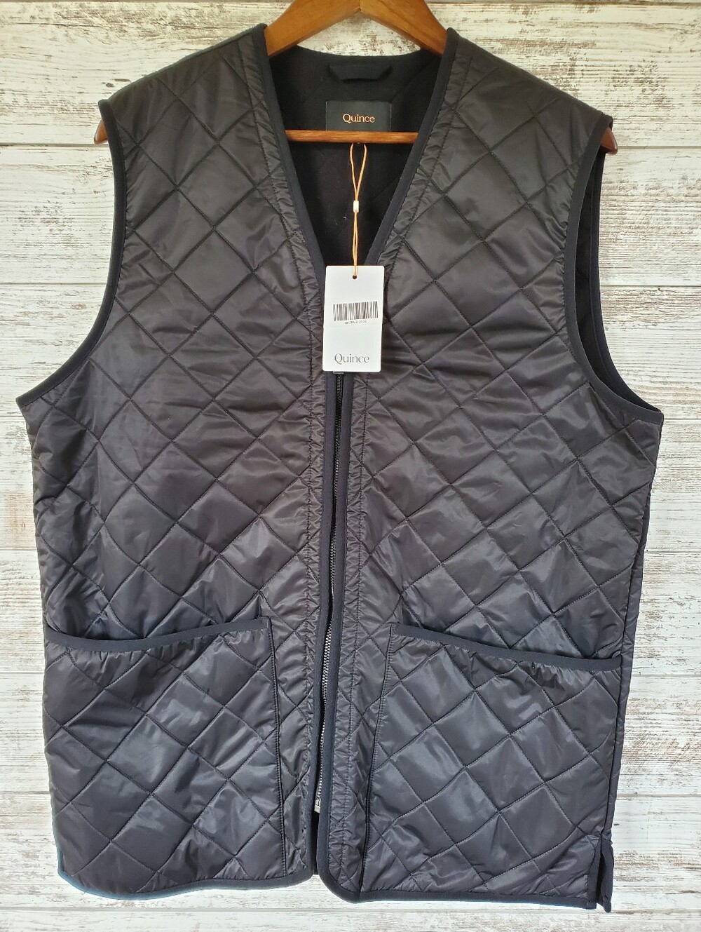 Quince Unisex Black Quilted Fleece Lined Featherless Liner Vest
